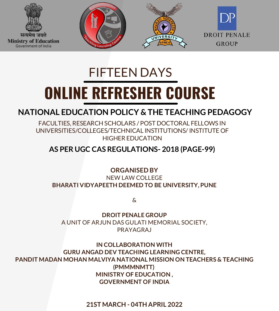 Course Image OFDP-77 NATIONAL EDUCATION POLICY & THE TEACHING PEDAGOGY
