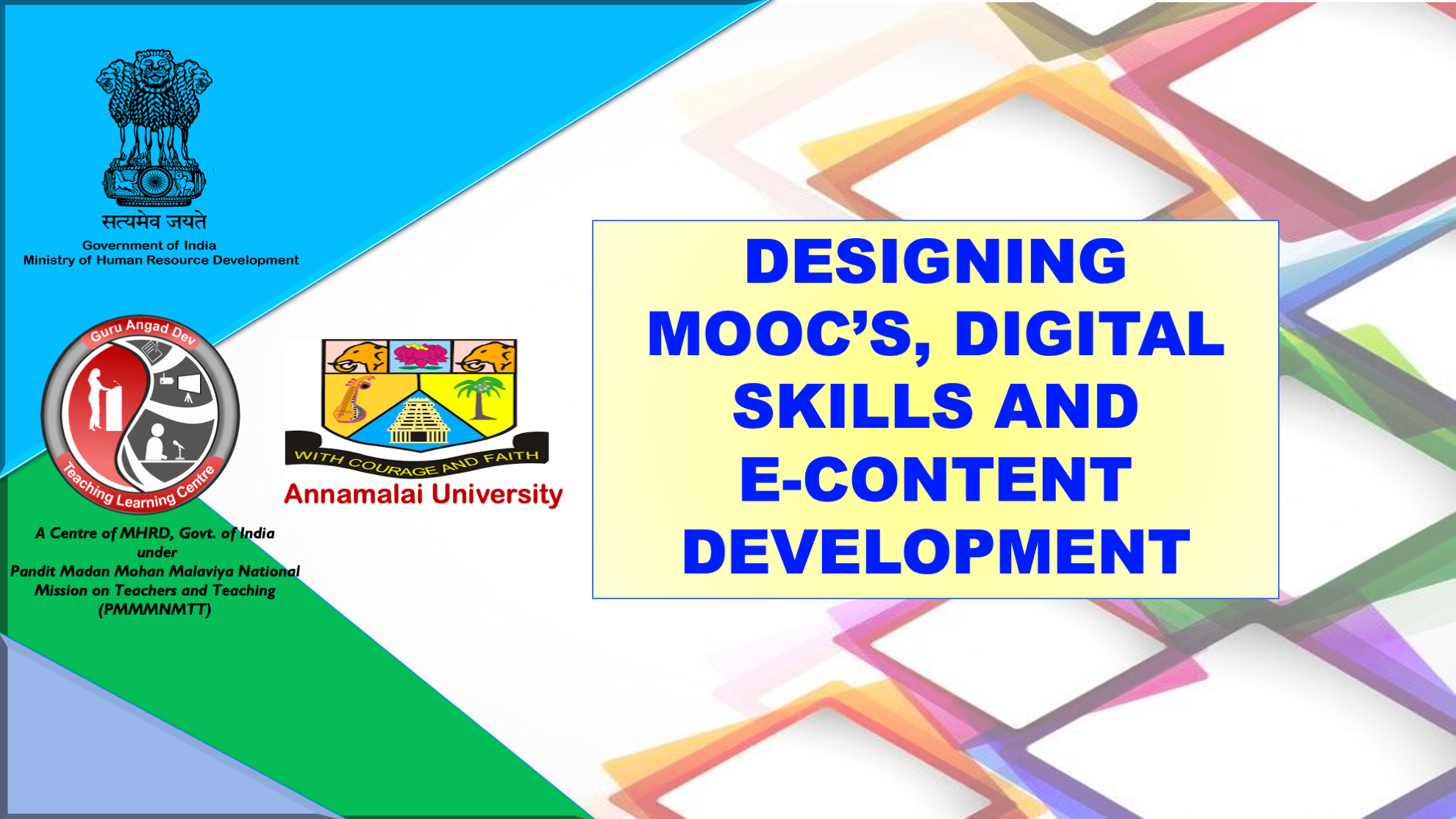 Course Image FDP: Annamalai University with GAD-TLC DESIGNING MOOC’S, DIGITAL SKILLS AND E-CONTENT DEVELOPMENT
