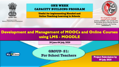 Course Image One Week CBP for School Teachers: Development and Management of MOOCs and Online Courses using LMS- MOODLE